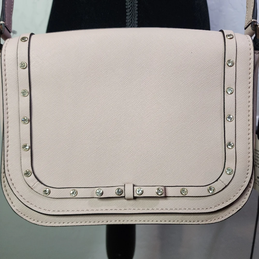 Kate Spade New York Laurel Way Jeweled‎ Saffiano Pink Cream Crossbody